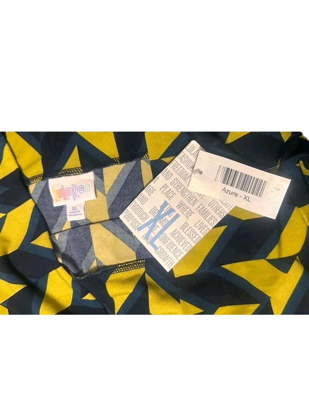 LuLaRoe Azure Skirt Womens XL Blue Yellow Geometric A-Line Midi NWT - Picture 5 of 6